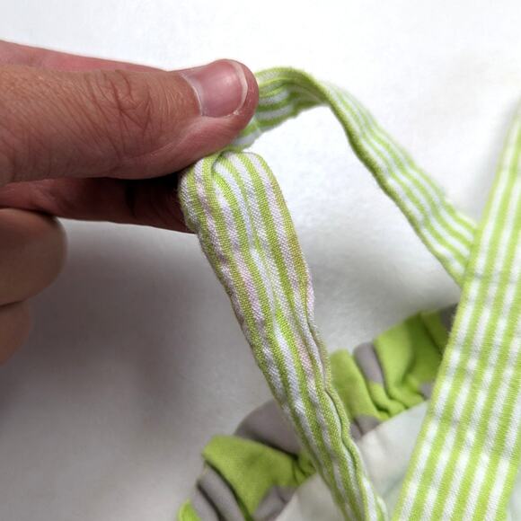 Fireflies & Fairytales Sunsuit Baby Girls Size 6m Green Pinstripe Boutique - Picture 4 of 6